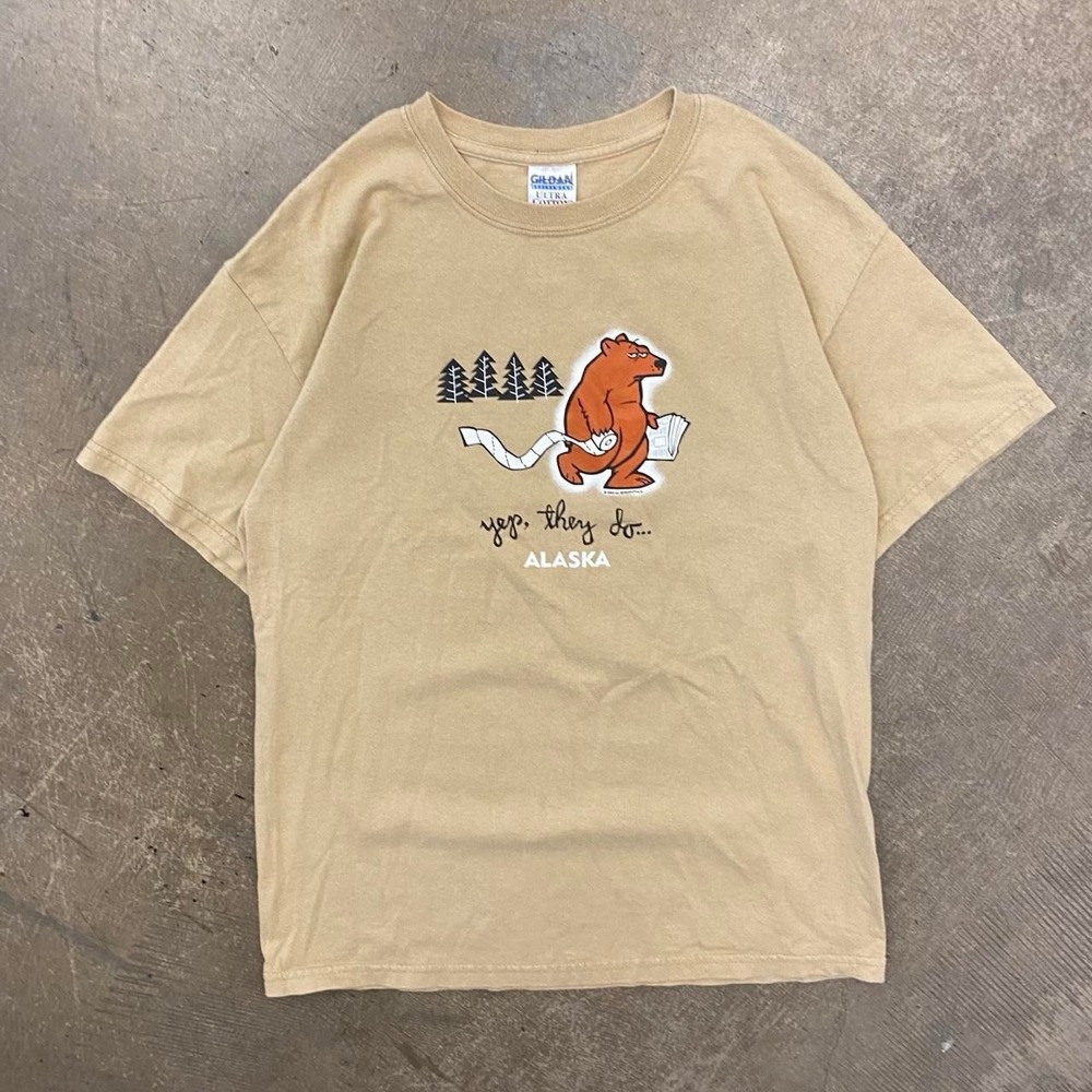 Vintage Alaska Bear Toilet Paper Yep They Do Funny Comedy T-Shirt Medium